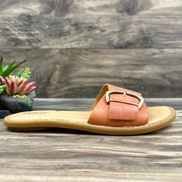 NIB Born Miarra Orange 7M 38 Big Buckle Slide Sandals - Picture 7 of 11